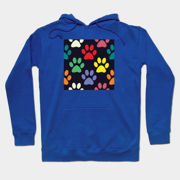 Colorful Puppy Dog Paw Pattern Hoodie by FromTheAshes